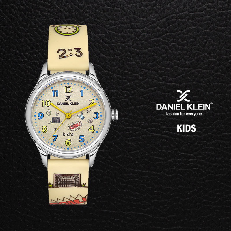 ساعت بچگانه Daniel Klein ببند سیلیکونی طرح دار رنگ کرم