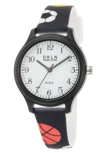 ساعت بچگانه Daniel Klein سفحه سفید قاب مشکی بند سیلیکونی طرح دار ار مشکی 